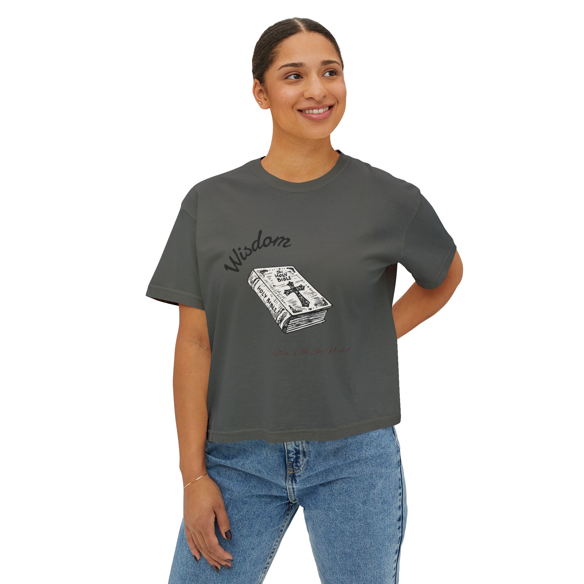 Women's Boxy Tee — 'Wisdom' Vintage Bible Graphic Christian Faith T-Shirt