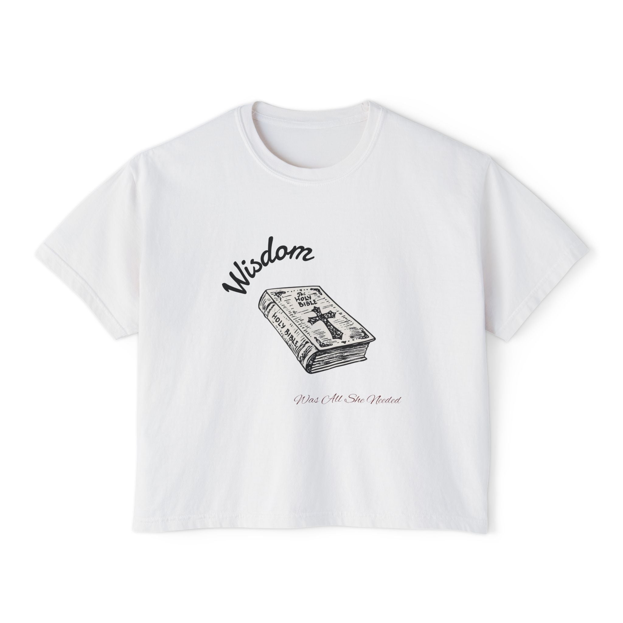 Women's Boxy Tee — 'Wisdom' Vintage Bible Graphic Christian Faith T-Shirt