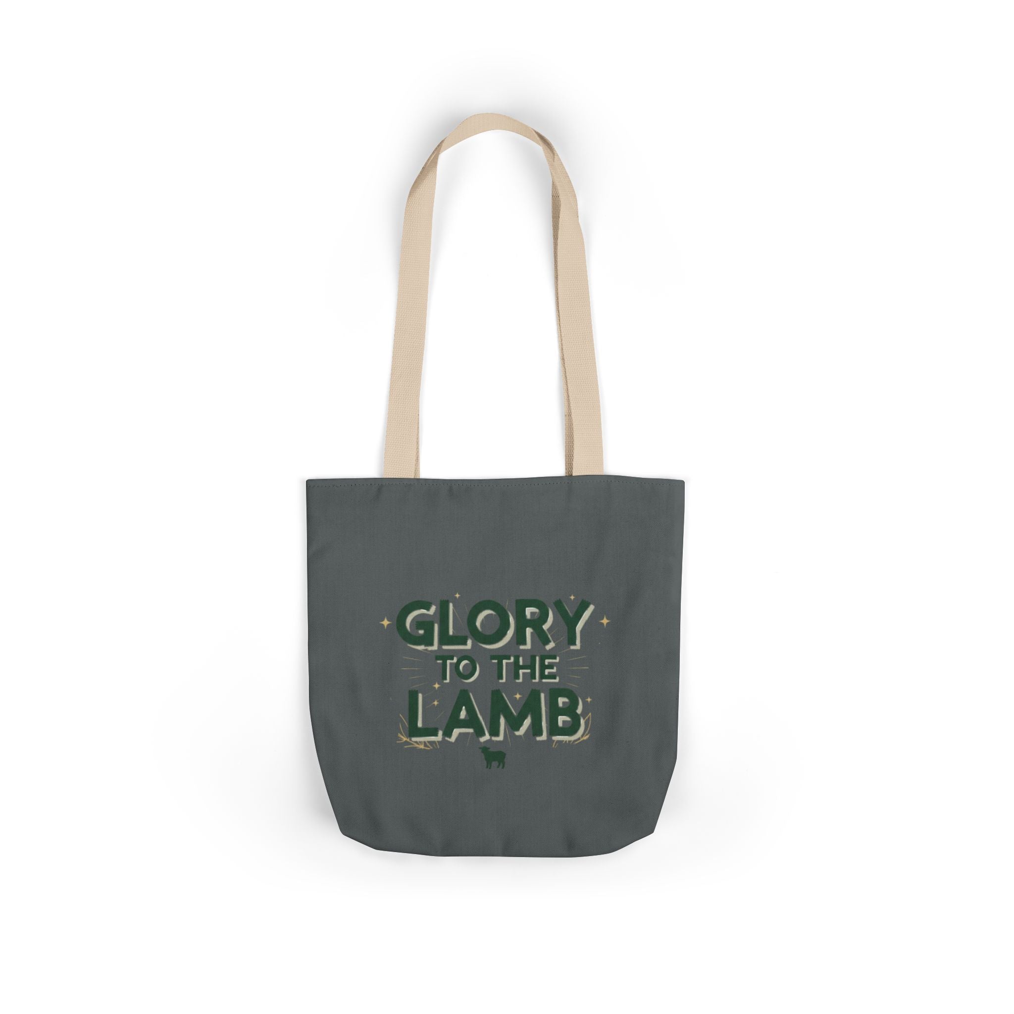 Canvas Tote — "Glory to the Lamb" Religious Graphic Tote Bag