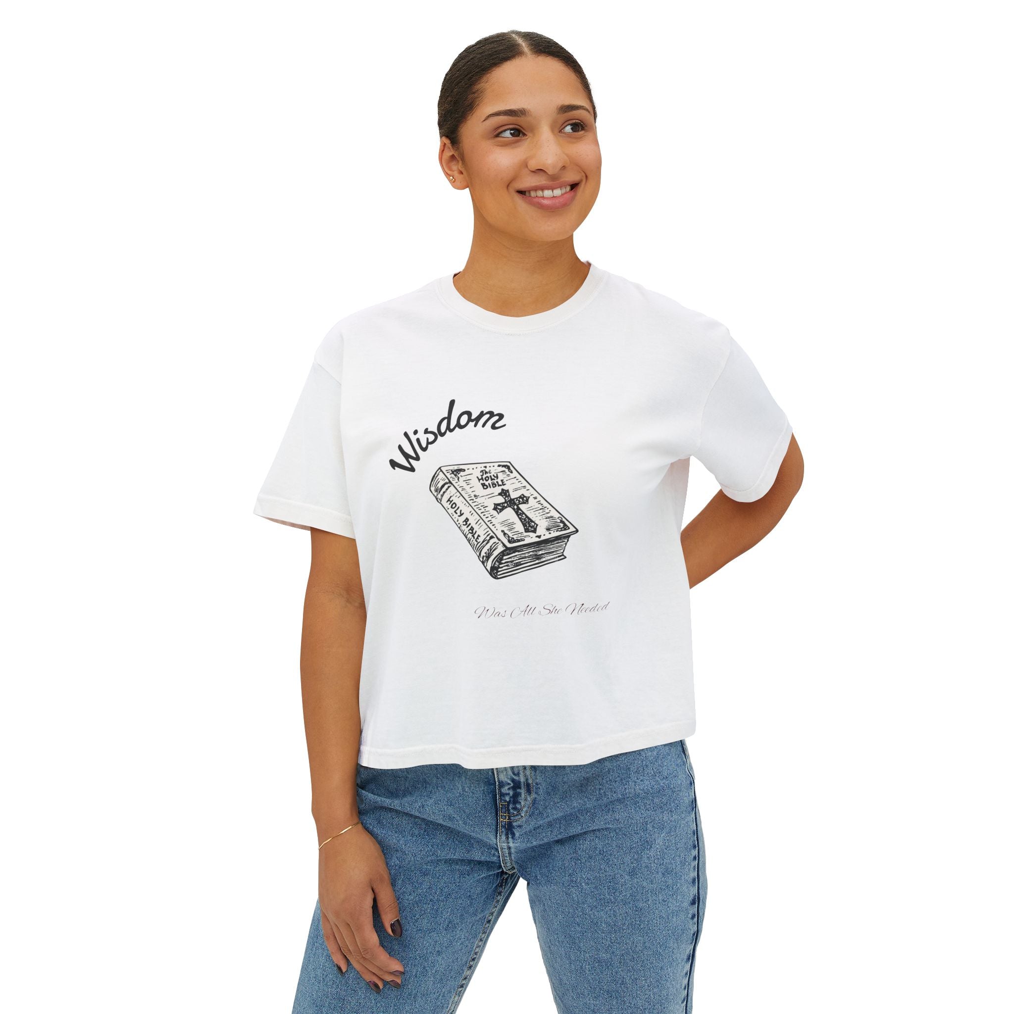 Women's Boxy Tee — 'Wisdom' Vintage Bible Graphic Christian Faith T-Shirt