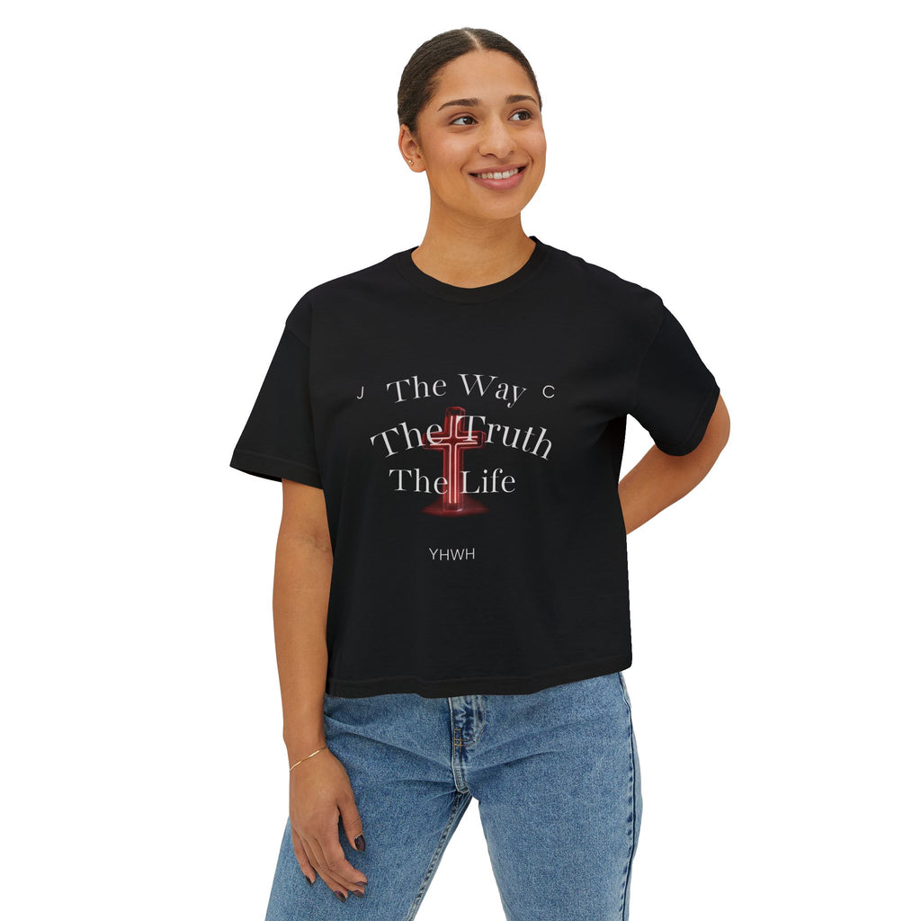 Christian Tee — "I Am the Way, the Truth, the Life" Boxy Women's Shirt (John 14:6 / Matthew 3:16)