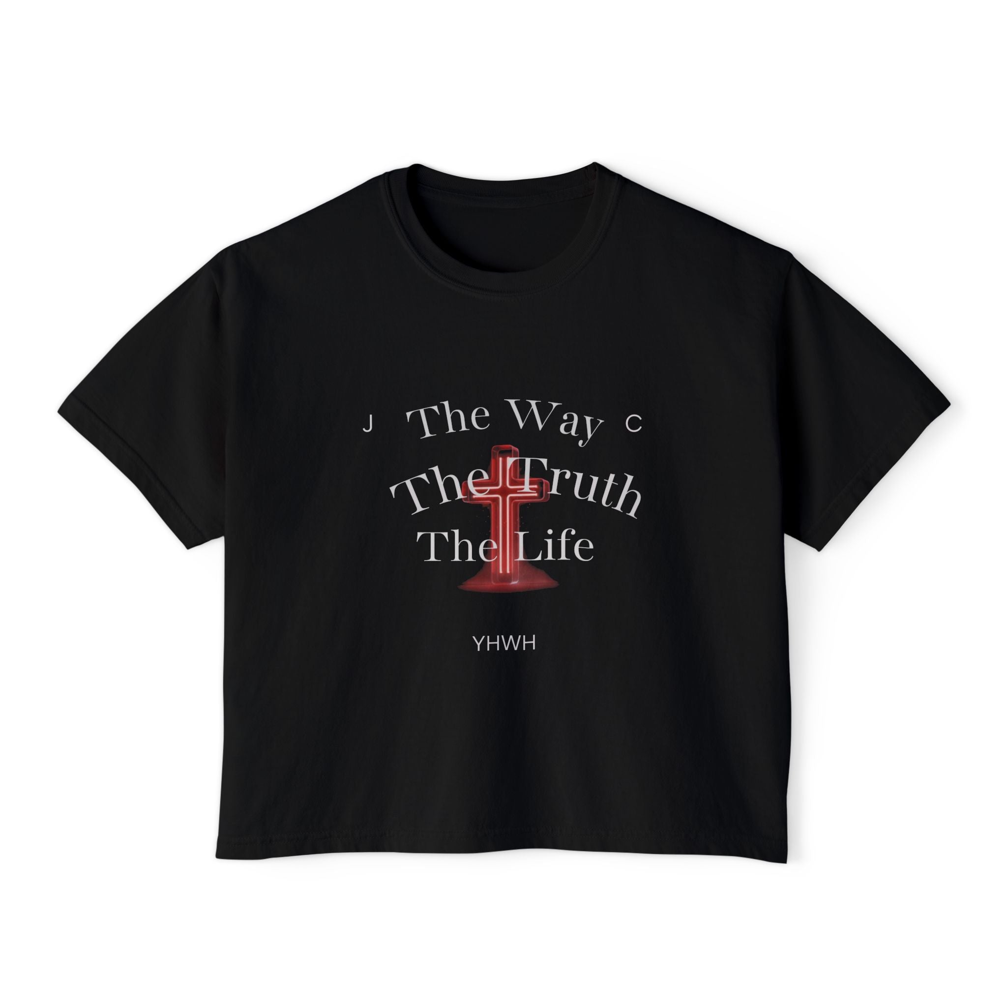 Christian Tee — "I Am the Way, the Truth, the Life" Boxy Women's Shirt (John 14:6 / Matthew 3:16)