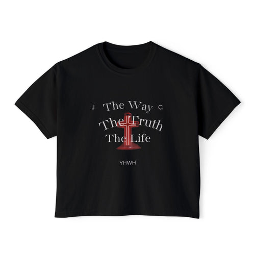 Christian Tee — "I Am the Way, the Truth, the Life" Boxy Women's Shirt (John 14:6 / Matthew 3:16)