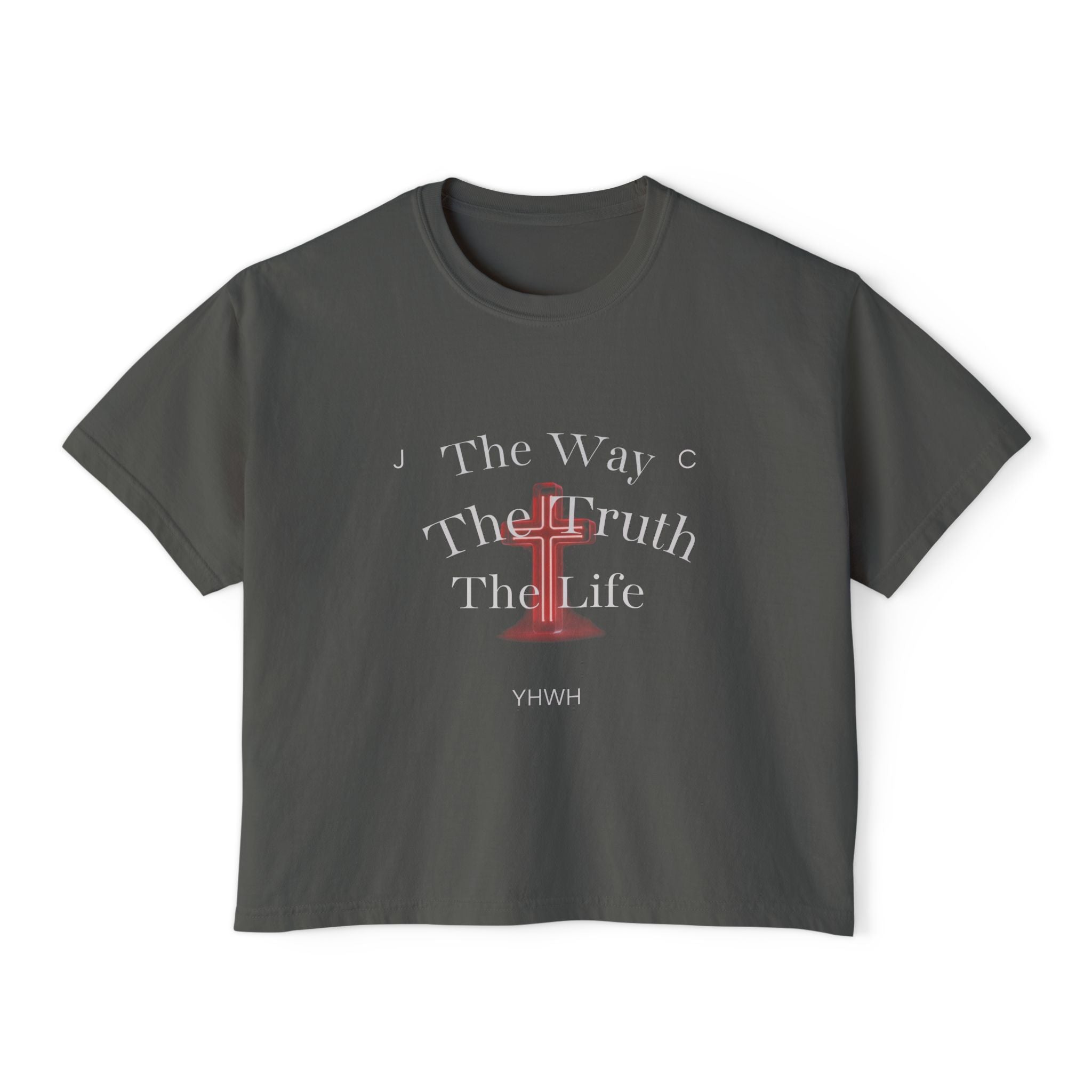Christian Tee — "I Am the Way, the Truth, the Life" Boxy Women's Shirt (John 14:6 / Matthew 3:16)