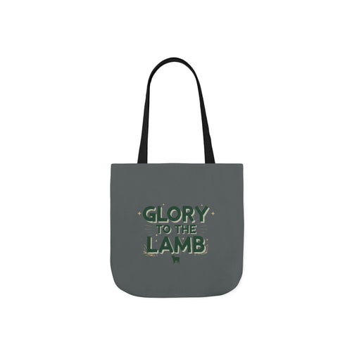 Canvas Tote — "Glory to the Lamb" Religious Graphic Tote Bag